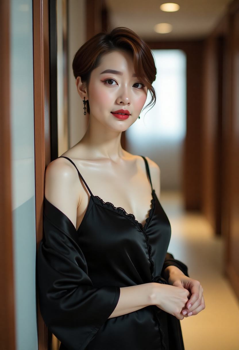 山雾间古老村落与远处的群山